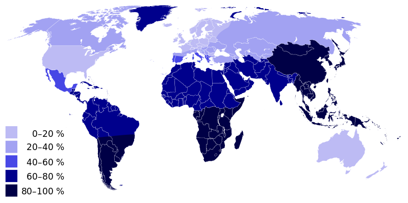 mappa mondiale della intolleranza al lattosio - Wikipedia